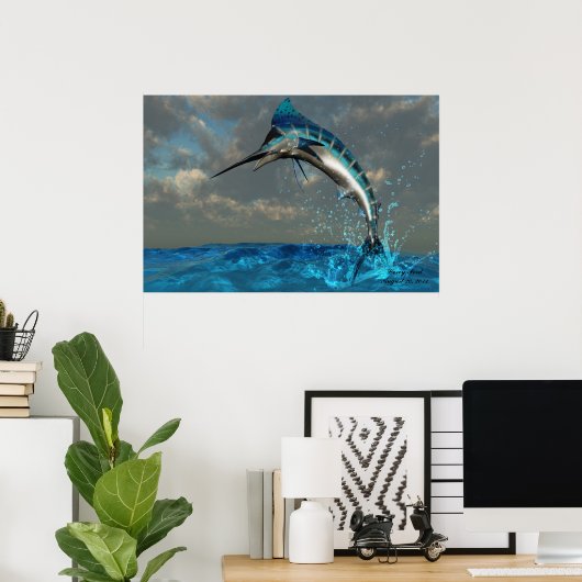 Blue Marlin Splash Print (Thuiskantoor)