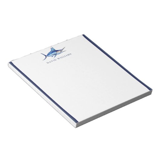 Blue Marlin Vis Visser Gepersonaliseerd Notitieblok (Schuin)
