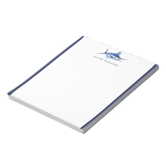 Blue Marlin Vis Visser Gepersonaliseerd Notitieblok (Linkerzijde)