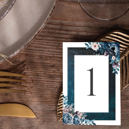 Blue Marmeren Elegante Trouw Kaart