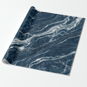 Blue Marmor Swirl Elegante Moderne Stijl Cadeaupapier