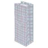 Blue & Maroon Plaid Pattern Wine Gift Bag Wijn Cadeautas (Achterkant Gekanteld)