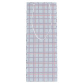 Blue & Maroon Plaid Pattern Wine Gift Bag Wijn Cadeautas (Achterkant)