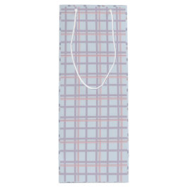 Blue & Maroon Plaid Pattern  Wine Gift Bag Wijn Cadeautas