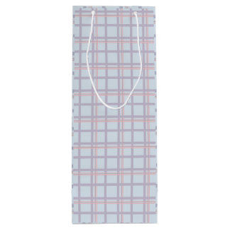 Blue & Maroon Plaid Pattern Wine Gift Bag Wijn Cadeautas