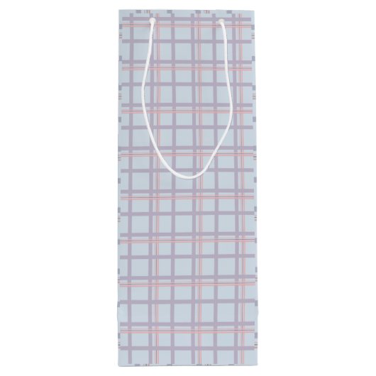 Blue & Maroon Plaid Pattern Wine Gift Bag Wijn Cadeautas (Achterkant)