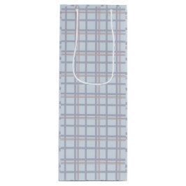 Blue & Maroon Plaid Pattern  Wine Gift Bag Wijn Cadeautas