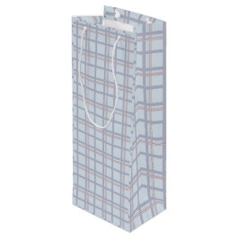 Blue & Maroon Plaid Pattern  Wine Gift Bag Wijn Cadeautas