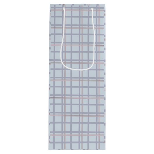 Blue & Maroon Plaid Pattern  Wine Gift Bag Wijn Cadeautas (Voorkant)