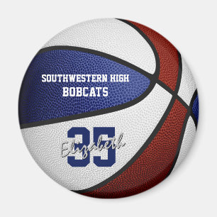 Blue Maroon Team Kleuren Meisjes Jongens Basketbal Magneet