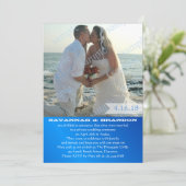 Blue Marriage Receptie Alleen Trouwfoto Uitnodigen Kaart (Staand voorkant)