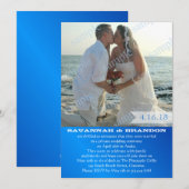 Blue Marriage Receptie Alleen Trouwfoto Uitnodigen Kaart (Voorkant / Achterkant)