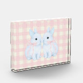 Blue Marshmallow Bunny Rabbits Easter Acrylic Art Fotoblokken (Links)