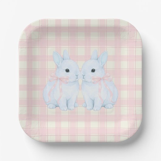 Blue Marshmallow Bunny Rabbits Easter Papieren Bordje (Voorkant)