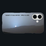 Blue Martian Sunset iPhone 16 Hoesje<br><div class="desc">Zonnetijd op Mars, gefotografeerd door de Curiositeitrover van NASA. Sundown in Gale Crater op de 956e dag, of sol (15 april 2015), van de Curiositeitmissie. Er verschijnt ook een tekst met de tekst "SUNSET AT GALE CRATER - APRIL 15, 2015". Toen de foto werd genomen, was er veel fijn stof...</div>