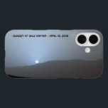 Blue Martian Sunset iPhone 16 Hoesje<br><div class="desc">Zonnetijd op Mars, gefotografeerd door de Curiositeitrover van NASA. Sundown in Gale Crater op de 956e dag, of sol (15 april 2015), van de Curiositeitmissie. Er verschijnt ook een tekst met de tekst "SUNSET AT GALE CRATER - APRIL 15, 2015". Toen de foto werd genomen, was er veel fijn stof...</div>