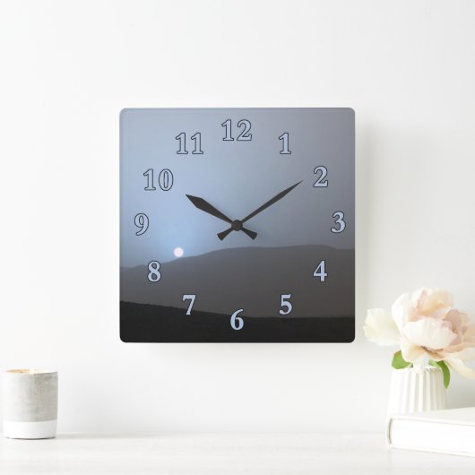 Blue Martian Sunset Vierkante Klok (Huis)