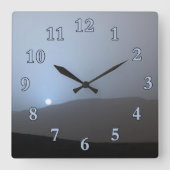 Blue Martian Sunset Vierkante Klok (Voorkant)