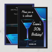 Blue Martini Cocktail Birthday Party Kaart (Voorkant / Achterkant)