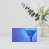 Blue Martini Cocktail Business Card-sjablonen Visitekaartje (Staand voorkant)