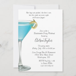 Blue Martini Cocktail Hour Bachelorette Party Kaart