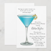 Blue Martini Cocktail Hour Bachelorette Party Kaart (Voorkant / Achterkant)