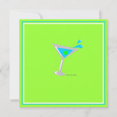 Blue Martini Cocktail Party Invitation Kaart (Achterkant)