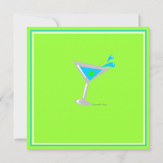 Blue Martini Cocktail Party Invitation Kaart (Achterkant)