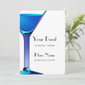 Blue Martini Cocktails Invitation Sjabloon Kaart (Staand voorkant)