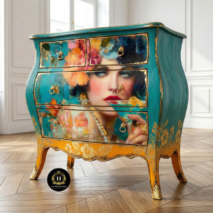 Blue Martini Glam Woman Decoupage Tissuepapier