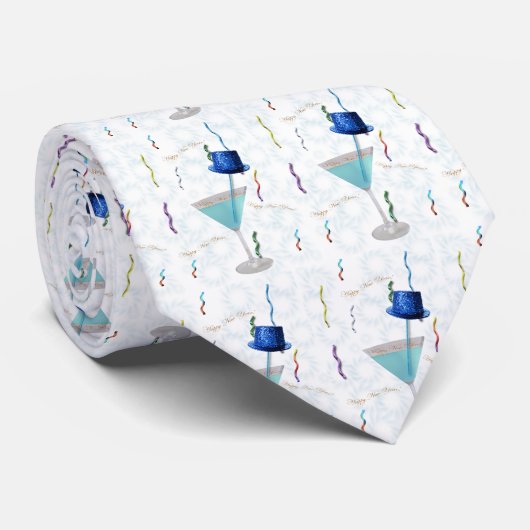 Blue Martini New Year's Necktie Stropdas (Opgerold)