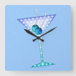 BLUE MARTINI WALL CLOCK VIERKANTE KLOK