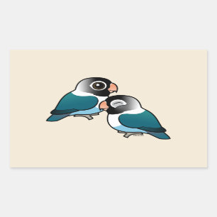 Blue Mask Lovebird Schattig Pair Rechthoekige Sticker