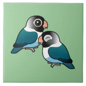Blue Mask Lovebird Schattig Pair Tegeltje (Voorkant)