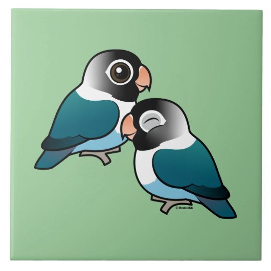 Blue Mask Lovebird Schattig Pair Tegeltje (Voorkant)