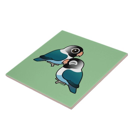 Blue Mask Lovebird Schattig Pair Tegeltje (Zijkant)