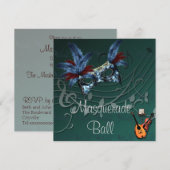 Blue Mask Masquerade Ball Invitation Kaart (Voorkant / Achterkant)