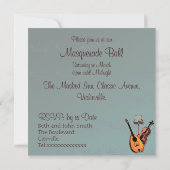 Blue Mask Masquerade Ball Invitation Kaart (Achterkant)