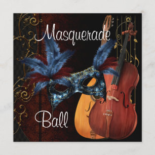 Blue Mask Musical Instruments Masquerade Ball Inv Kaart