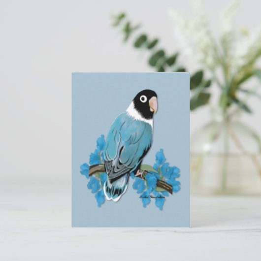 Blue Masked Lovebird Briefkaart (Staand voorkant)