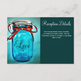 Blue Mason Jar Country Weddenschapskaarten Informatiekaartje