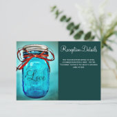 Blue Mason Jar Country Weddenschapskaarten Informatiekaartje (Staand voorkant)