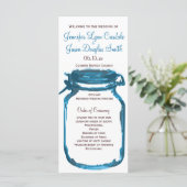 Blue Mason Jar Country Wedding Programs Programmakaart (Staand voorkant)