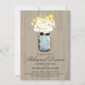 Blue Mason Jar en Daisies repetitie diner Kaart (Voorkant)