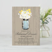 Blue Mason Jar en Daisies repetitie diner Kaart (Staand voorkant)