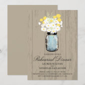 Blue Mason Jar en Daisies repetitie diner Kaart (Voorkant / Achterkant)