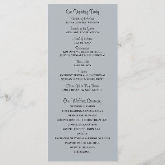 Blue Mason Jar en Wildflowers Programma Programmakaart (Achterkant)