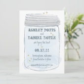 Blue Mason Jar & Fireflies Save the Date (Staand voorkant)