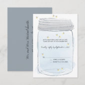 Blue Mason Jar & Fireflies Wedding RSVP (Voorkant / Achterkant)
