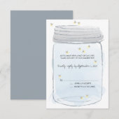 Blue Mason Jar & Fireflies Wedding RSVP (Voorkant / Achterkant)